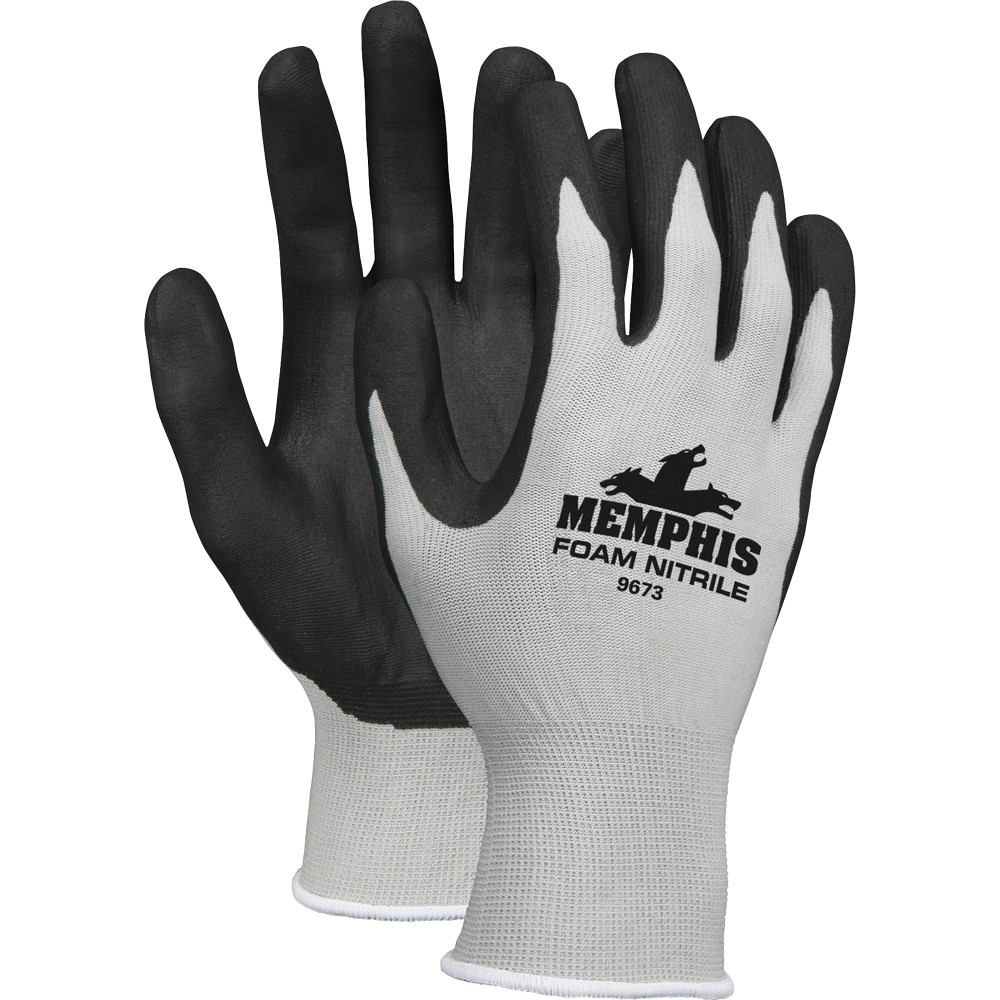 SHELBY GROUP INTERNATIONAL, INC. 9673M Memphis Safety Nylon Knit Powder-Free Industrial Gloves, Medium, Black/Gray