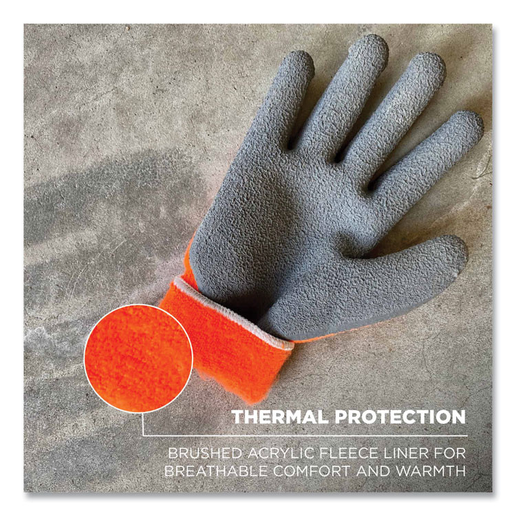 TENACIOUS HOLDINGS, INC. ergodyne® 17893 ProFlex 7401-CASE Coated Lightweight Winter Gloves, EN388: 2131X, 10" Long, Medium, Orange, 144 Pairs/Carton