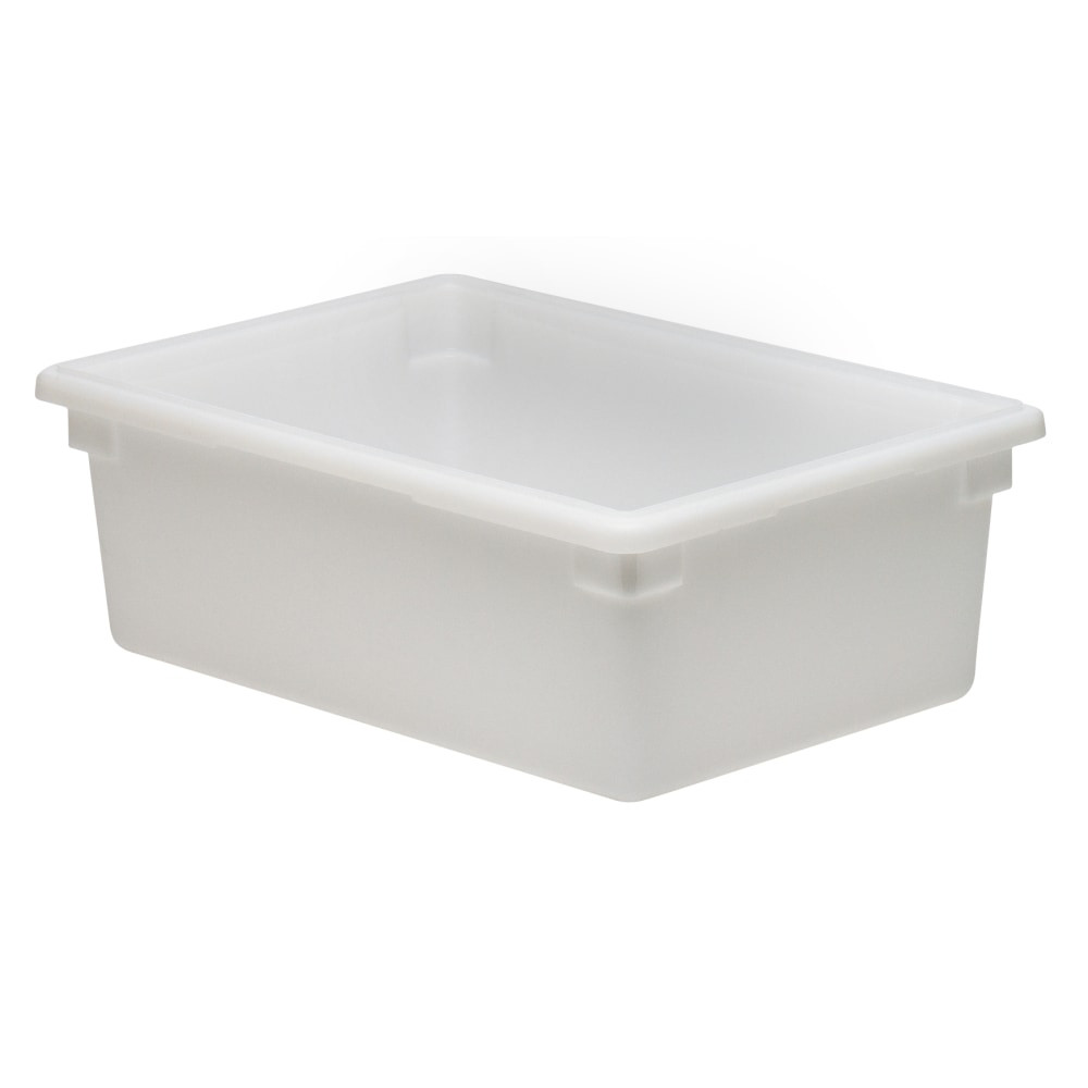 From fresh cucumbers to ripe bananas, keep bulk food contained with Cambro Poly 9inH Food Boxes. Handles make it easy to lift and carry these items from one area of your restaurant to another.  Polyethylene construction is impact, chemical and stain resistant.  Used to store bulk produce and ingredients.  Withstands temperatures from -40 deg. to 160 deg..  Molded handles enable ergonomic lifting.  Stackable for space-saving storage.  Dishwasher safe for simple cleaning.  NSF listed.  Includes 6 boxes.