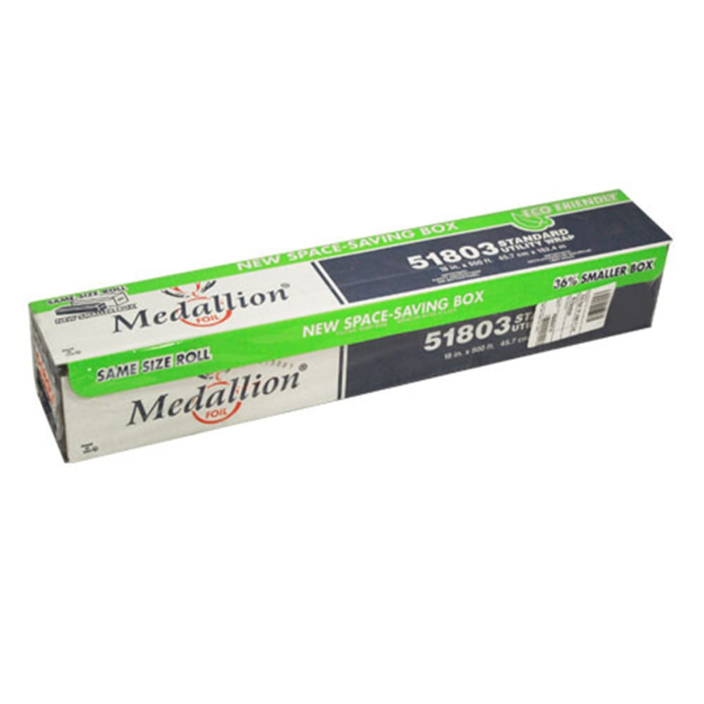 HFA 285 Medallion Cutterbox Aluminum Foil Roll, 18in x 500ft, Silver