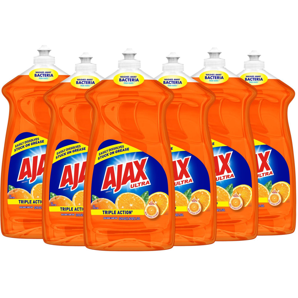 COLGATE-PALMOLIVE,IPD 49860CT AJAX Triple Action Orange Dish Liquid - 52 fl. oz. Bottles - Liquid - 52 fl oz (1.6 quart) - 6 / Carton - Orange
