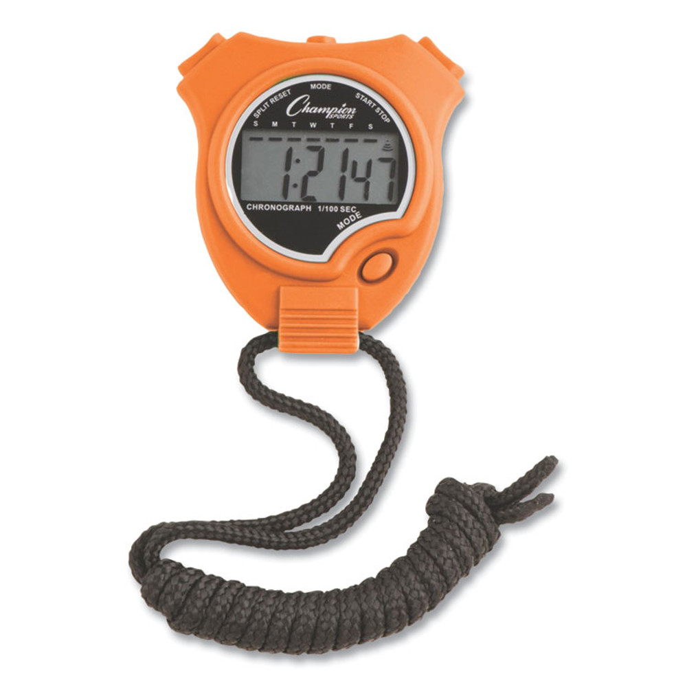 CHAMPION SPORT Sports 910SET Water-Resistant Stopwatches, Accurate to 1/100 Second, Assorted Colors, 6/Box
