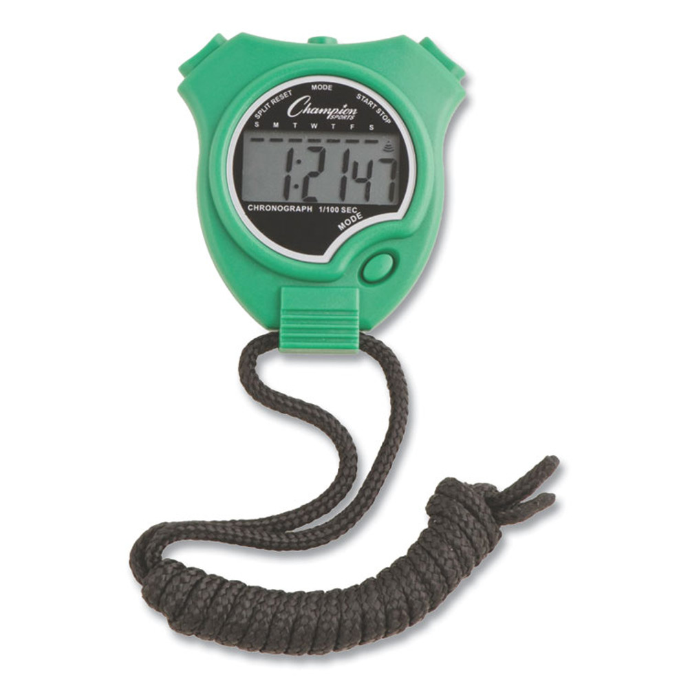 CHAMPION SPORT Sports 910SET Water-Resistant Stopwatches, Accurate to 1/100 Second, Assorted Colors, 6/Box