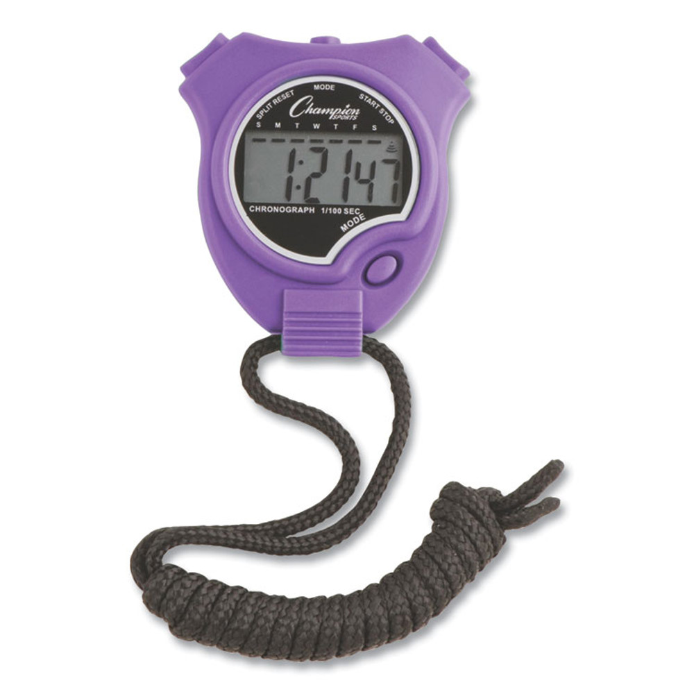 CHAMPION SPORT Sports 910SET Water-Resistant Stopwatches, Accurate to 1/100 Second, Assorted Colors, 6/Box