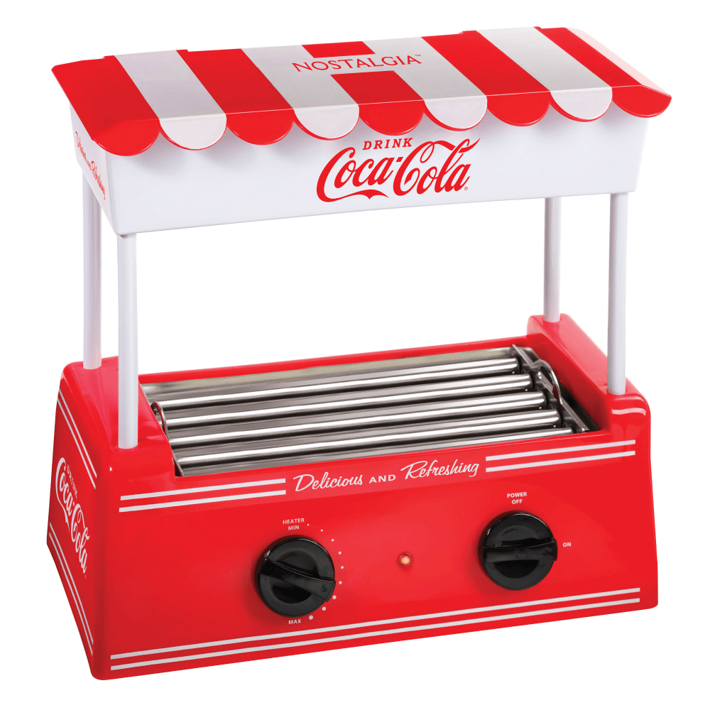 NOSTALGIA PRODUCTS GROUP LLC Nostalgia Electrics HDR8CK  Coca-Cola Hot Dog Roller And Bun Warmer, 8 Hot Dog/6 Bun Capacity, Coke Red