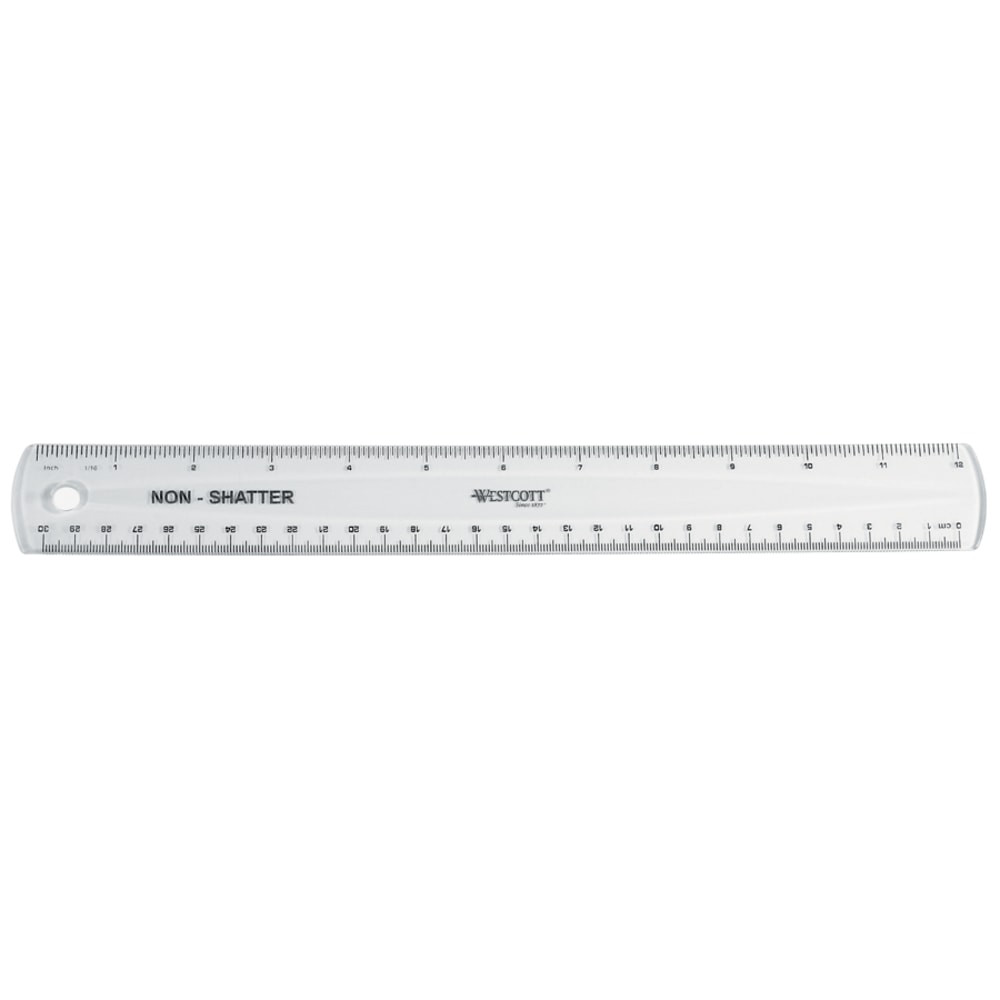 Westcott 45011  Shatterproof Ruler, 12in, Clear