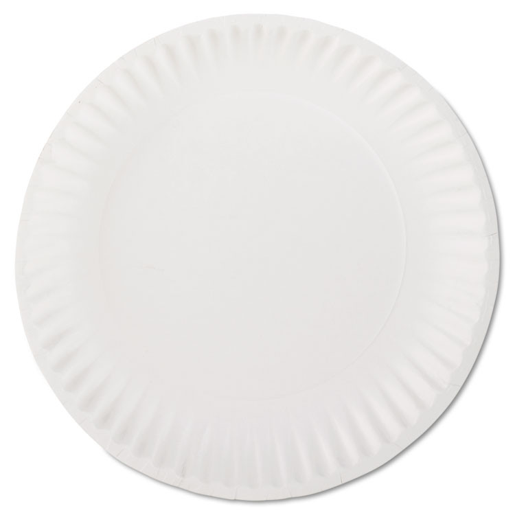 AJM PACKAGING CORP. Corporation PP9GREWH White Paper Plates, 9" dia, 100/Pack, 10 Packs/Carton