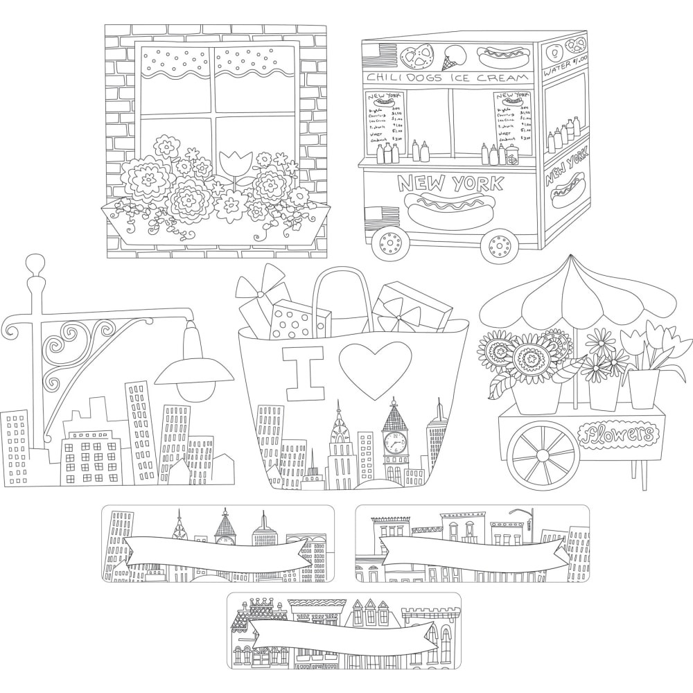 BARKER CREEK PUBLISHING, INC. Barker Creek BC2217 Accents, Double-Sided, Color Me! Cityscapes, Pack Of 36