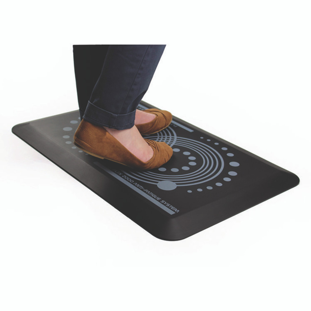 FLOORTEX FCA22032BK AFS-TEX 2000 Anti-Fatigue Mat, Rectangular, Black Leather Effect Surface, 20" x 32"