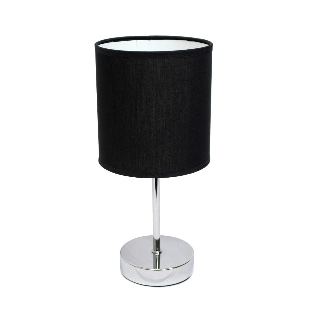 ALL THE RAGES INC Simple Designs LT2007-BLK  Mini Basic Table Lamp with Fabric Shade, 11inH, Black/Chrome