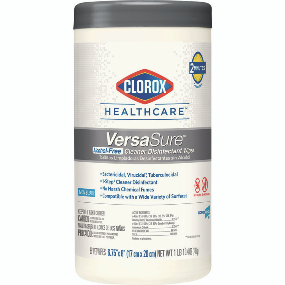 CLOROX SALES CO. Healthcare® 31757EA VersaSure Cleaner Disinfectant Wipes, 1-Ply, 8 x 6.75, Original Scent, White, 85 Towels/Can