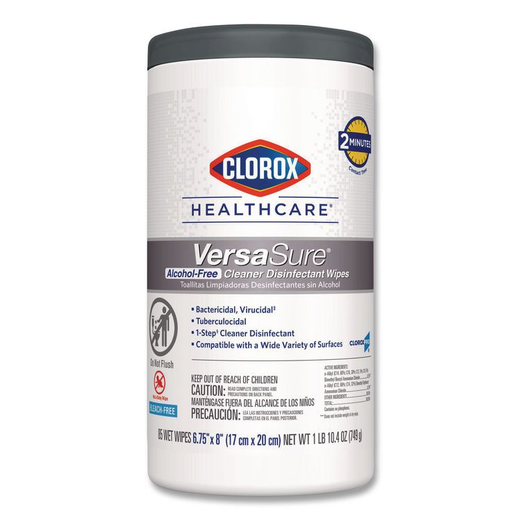 CLOROX SALES CO. Healthcare® 31757EA VersaSure Cleaner Disinfectant Wipes, 1-Ply, 6.75 x 8, Original Scent, White, 85 Towels/Can