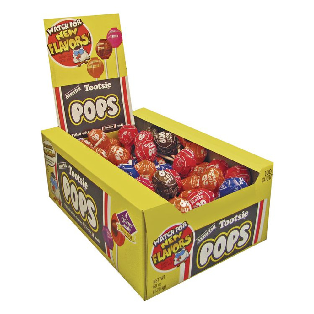 TOOTSIE ROLL INDUSTRIES 0508 Tootsie Pops, Assorted Original Flavors, 0.6 oz Lollipops, 100/Box