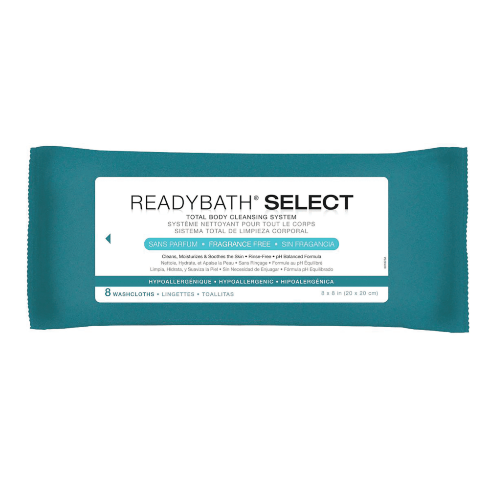 MEDLINE INDUSTRIES, INC. ReadyBath MSC095107  SELECT Medium-Weight Cleansing Washcloths, Unscented, 8in x 8in, White, 8 Washcloths Per Pack, Case Of 30 packs