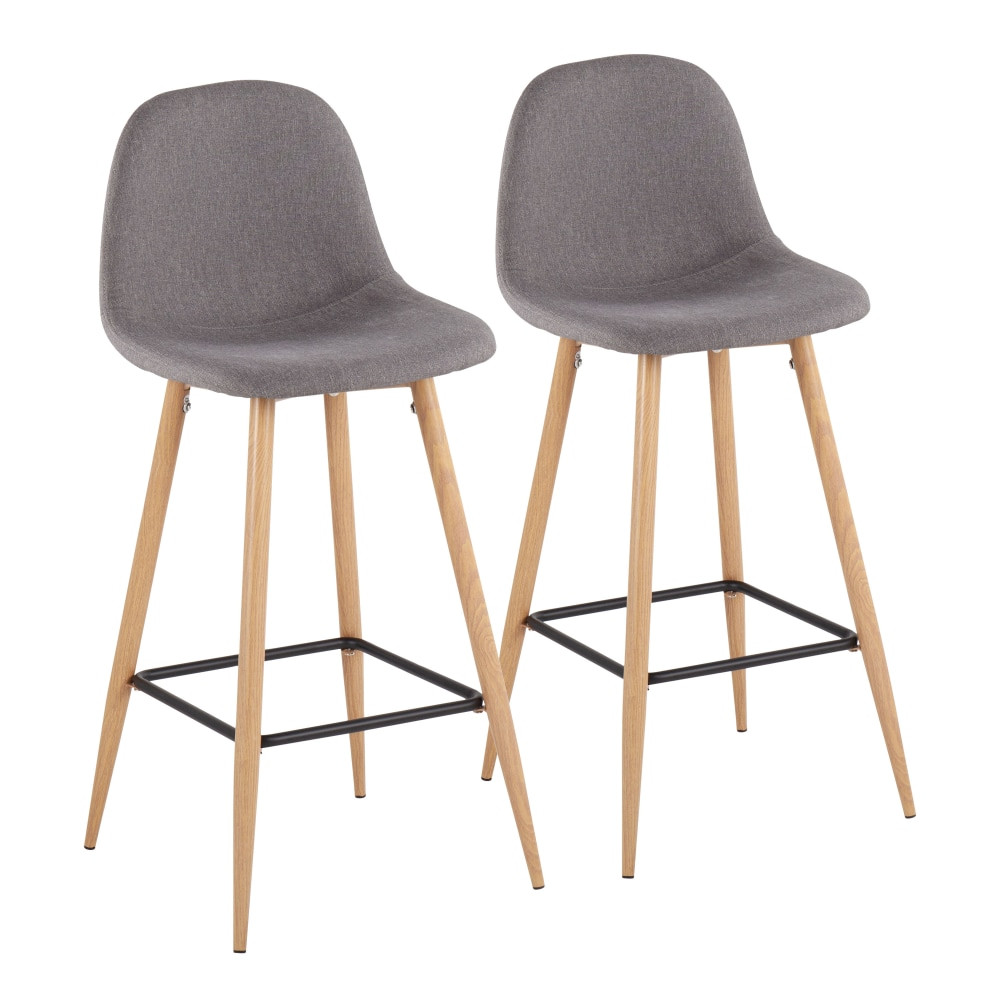 LUMISOURCE, LLC B30-PEB NACHAR2 LumiSource Pebble Bar Stools, Charcoal/Natural, Set Of 2 Stools