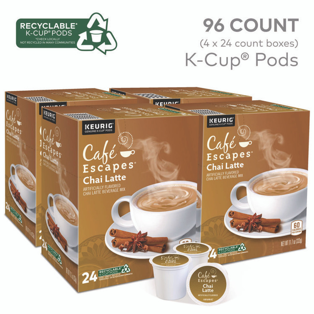KEURIG DR PEPPER Café Escapes® 6805CT Chai Latte K-Cups, 96/Carton