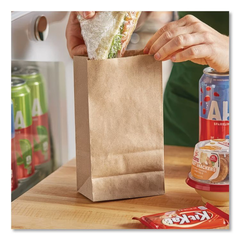 ROSS & WALLACE PAPER PRODUCTS, INC. GK2-500 Grocery Paper Bags, 2# Size, 30# Basis Weight, 4.13" x 2.63" x 7.88", Kraft, 500/Bundle