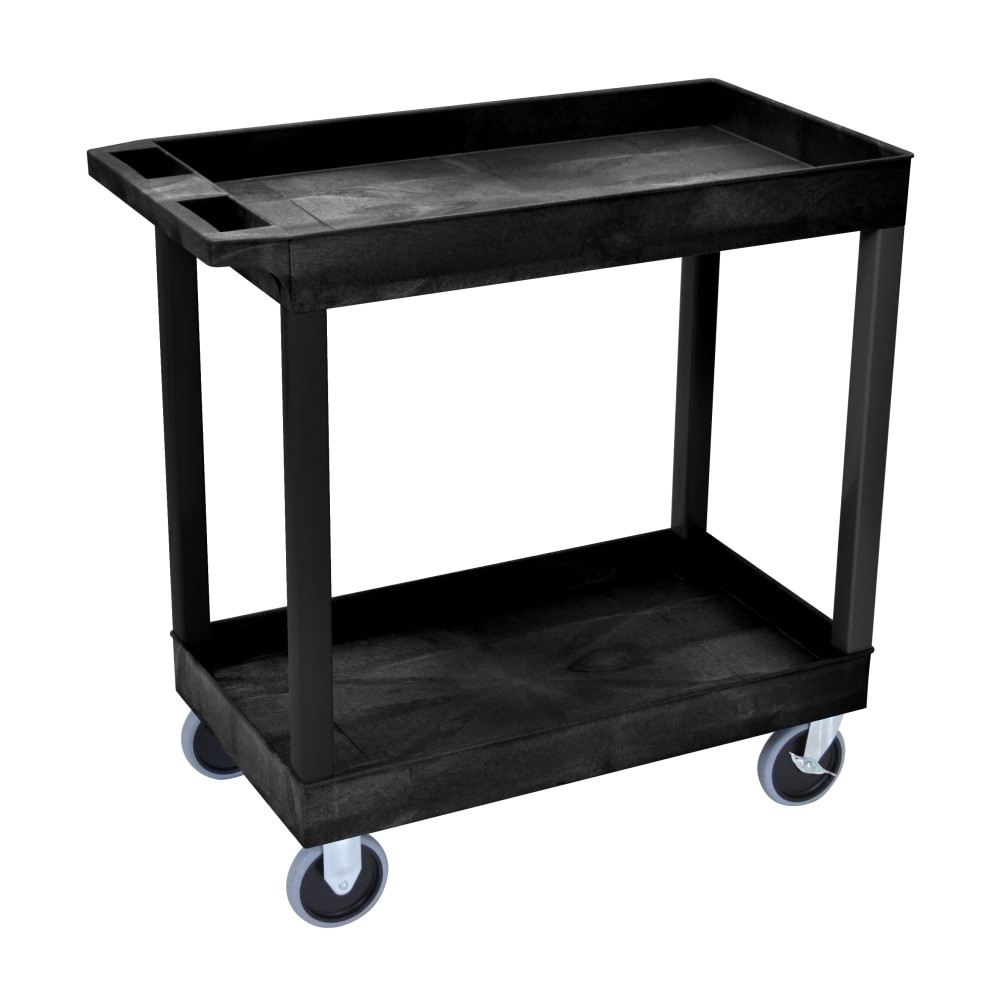 H. WILSON/ LUXOR FURNITURE EC11HD-B Luxor E-Series 2-Shelf Tub Cart, 35 1/4inH x 32inW x 18inD, Black
