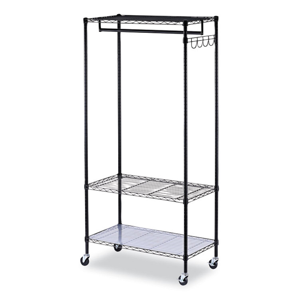 ALERA GR363618BL Wire Shelving Garment Rack, 30 Garments, 36w x 18d x 75h, Black