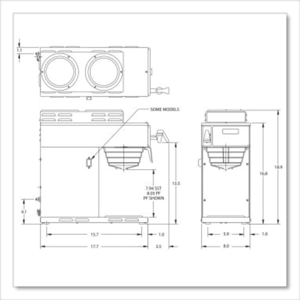 BUNN-O-MATIC 387000008 AXIOM DV-3 12-Cup Dual-Voltage Coffee Brewer with 3 Warmers, Silver/Black