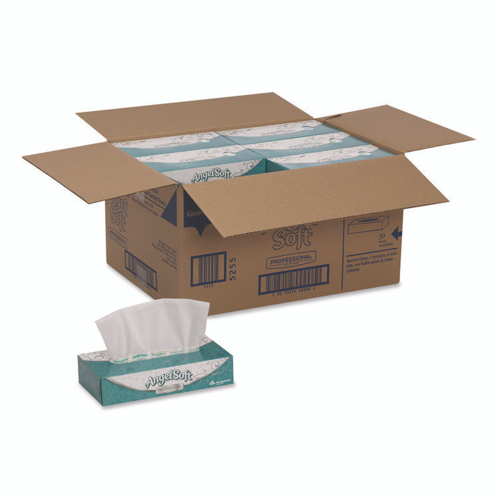 GEORGIA PACIFIC Professional 48580BX Angel Soft ps Premium Facial Tissue, Flat Box, 2-Ply, White, 100 Sheets/Box