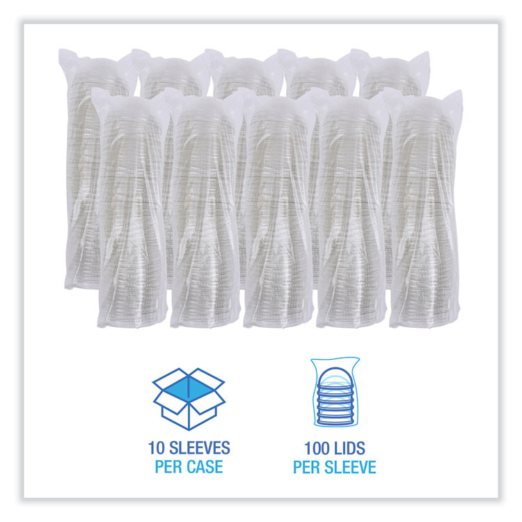 BOARDWALK PETDOME PET Cold Cup Dome Lids, Fits 14 oz to 24 oz Cold Cups, Plastic, Clear, 100/Sleeve, 10 Sleeves/Carton