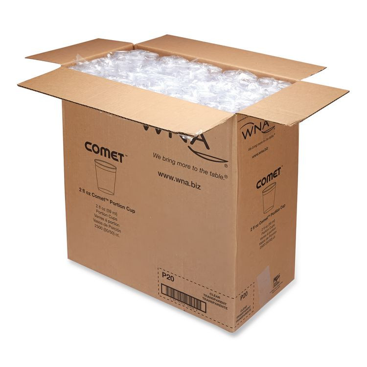 WNA, INC. P20 Comet Plastic Portion/Shot Glass, 2 oz, Clear, 50/Pack, 50 Packs/Carton