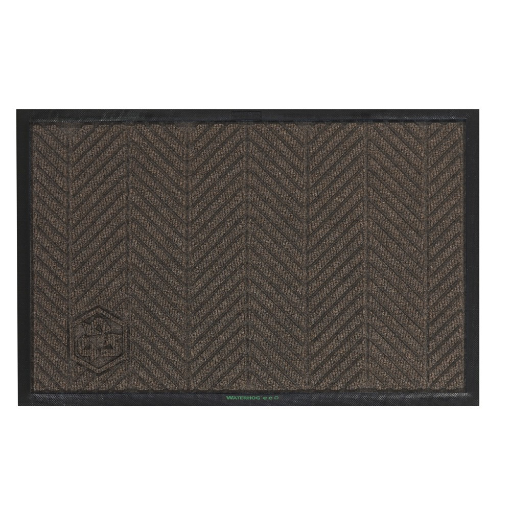 M+A MATTING 2240750046  WaterHog Floor Mat, Max Herringbone, 4ft x 6ft, Chestnut Brown