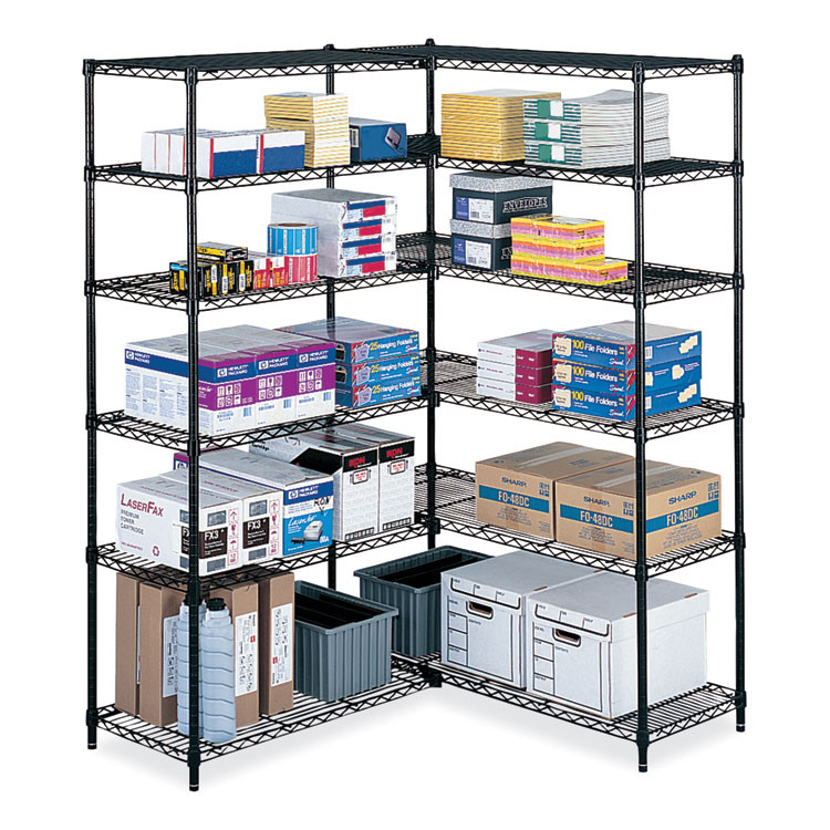 SAFCO PRODUCTS 5286BL Industrial Add-On Unit, Four-Shelf, 36w x 18d x 72h, Steel, Black