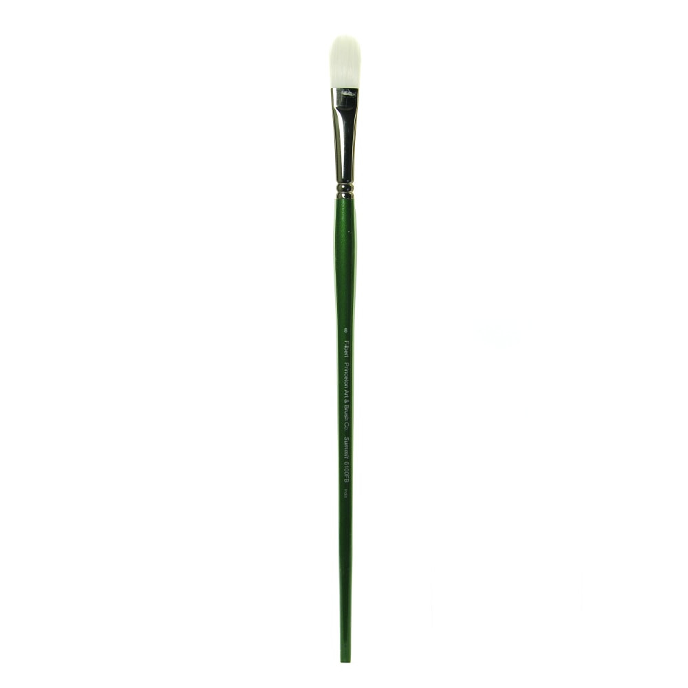 PRINCETON ARTIST BRUSH CO. Princeton 6100FB-8  Synthetic Bristle Oil And Acrylic Paint Brush 6100, Size 8, Filbert Bristle, Synthetic, Green