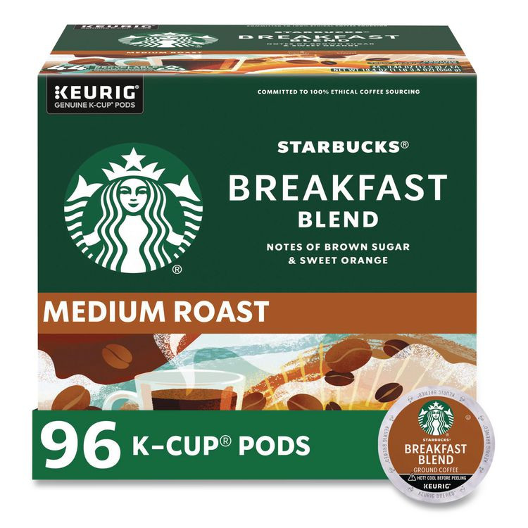 STARBUCKS COFFEE COMPANY 011111157CT Breakfast Blend Coffee K-Cups, 96/Carton