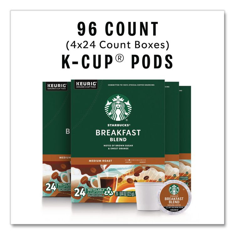 STARBUCKS COFFEE COMPANY 011111157CT Breakfast Blend Coffee K-Cups, 96/Carton