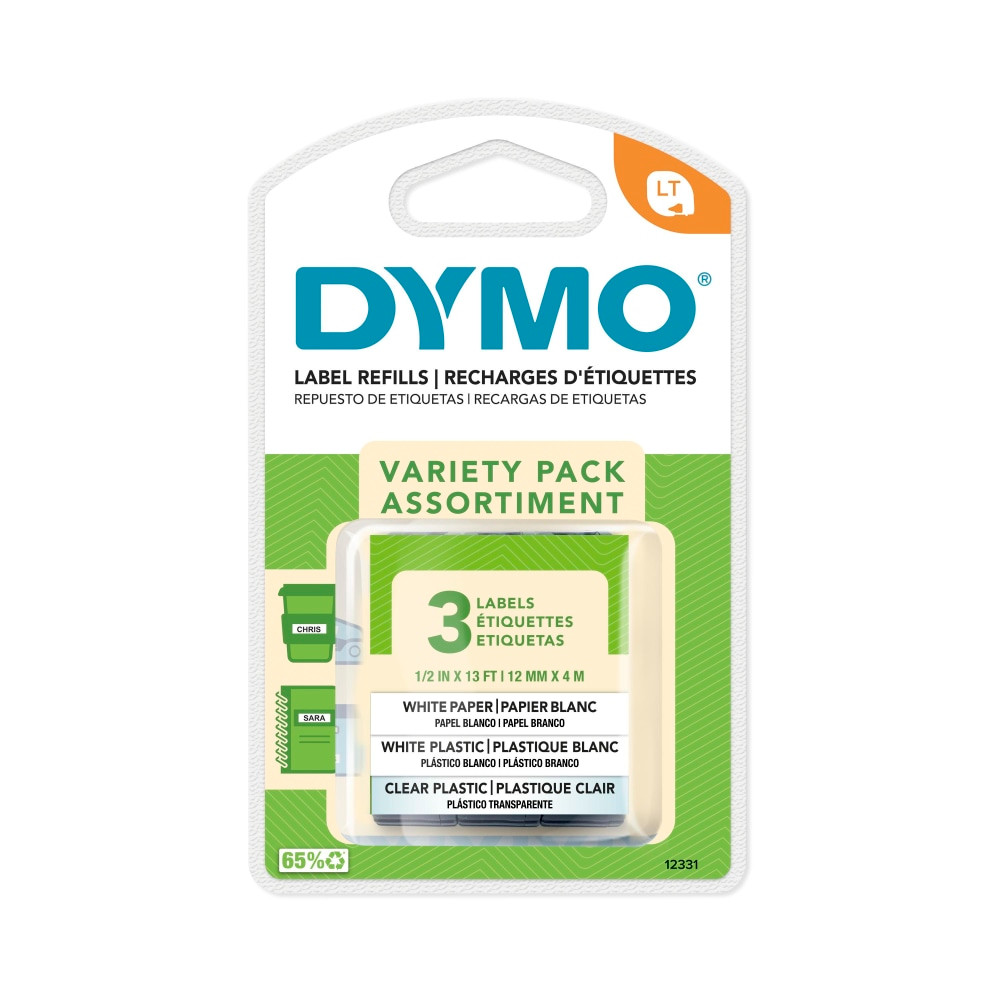 NEWELL BRANDS INC. 12331 DYMO LT 12331 Variety Tapes, 0.5in x 13ft, Pack Of 3