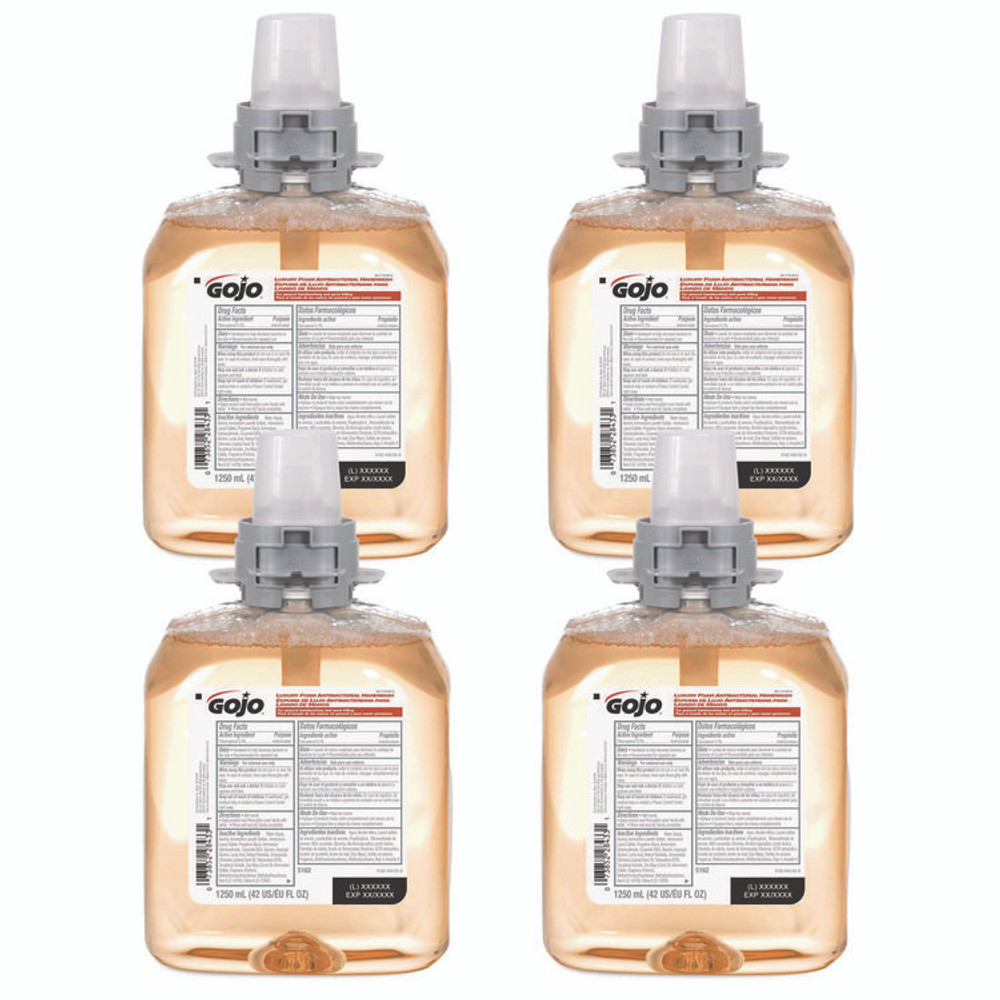 GO-JO INDUSTRIES GOJO® 516204CT Luxury Foam Antibacterial Handwash Refill, Fresh Fruit Scent, 1,250 mL, 4/Carton
