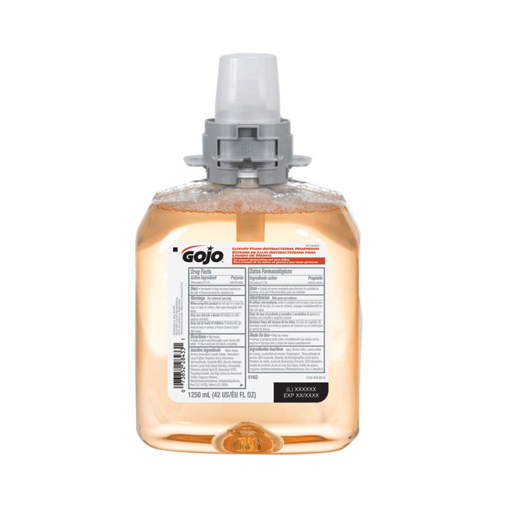 GO-JO INDUSTRIES GOJO® 516204CT Luxury Foam Antibacterial Handwash Refill, Fresh Fruit Scent, 1,250 mL, 4/Carton