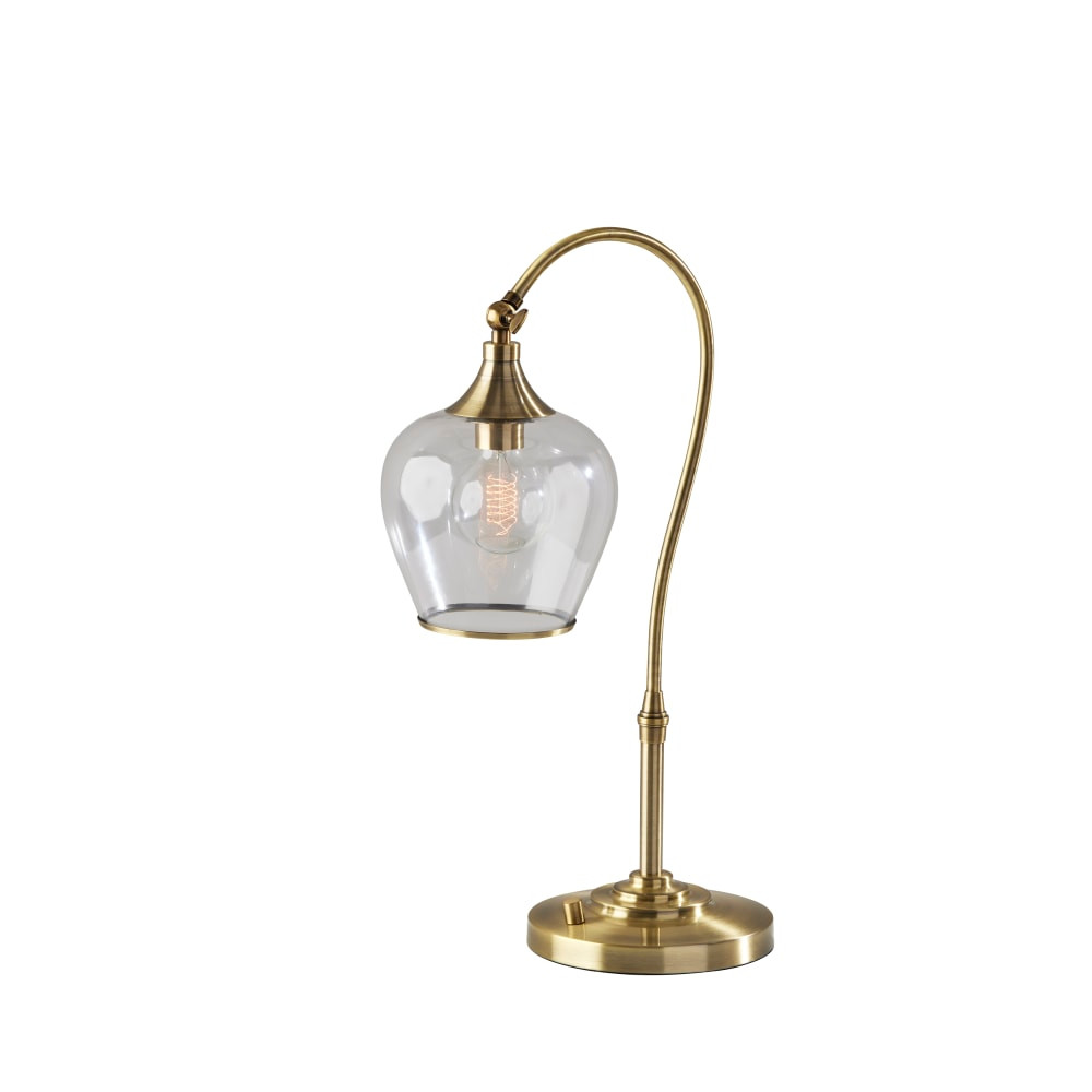 ADESSO INC Adesso 3922-21  Bradford Desk Lamp, 23-1/4inH, Antique Brass Base/Clear Shade