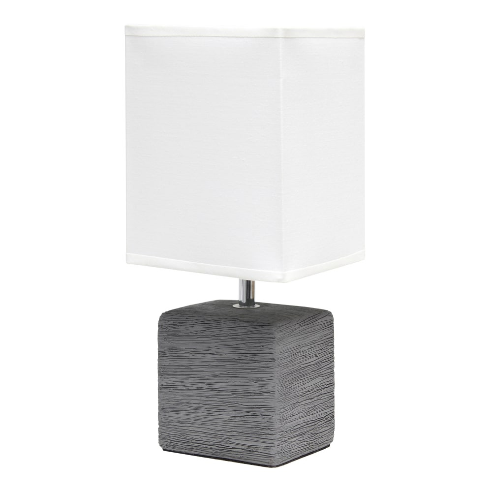 ALL THE RAGES INC LT2072-GRY Simple Designs Petite Faux Stone Table Lamp, 11-13/16inH, Gray Base/White Shade