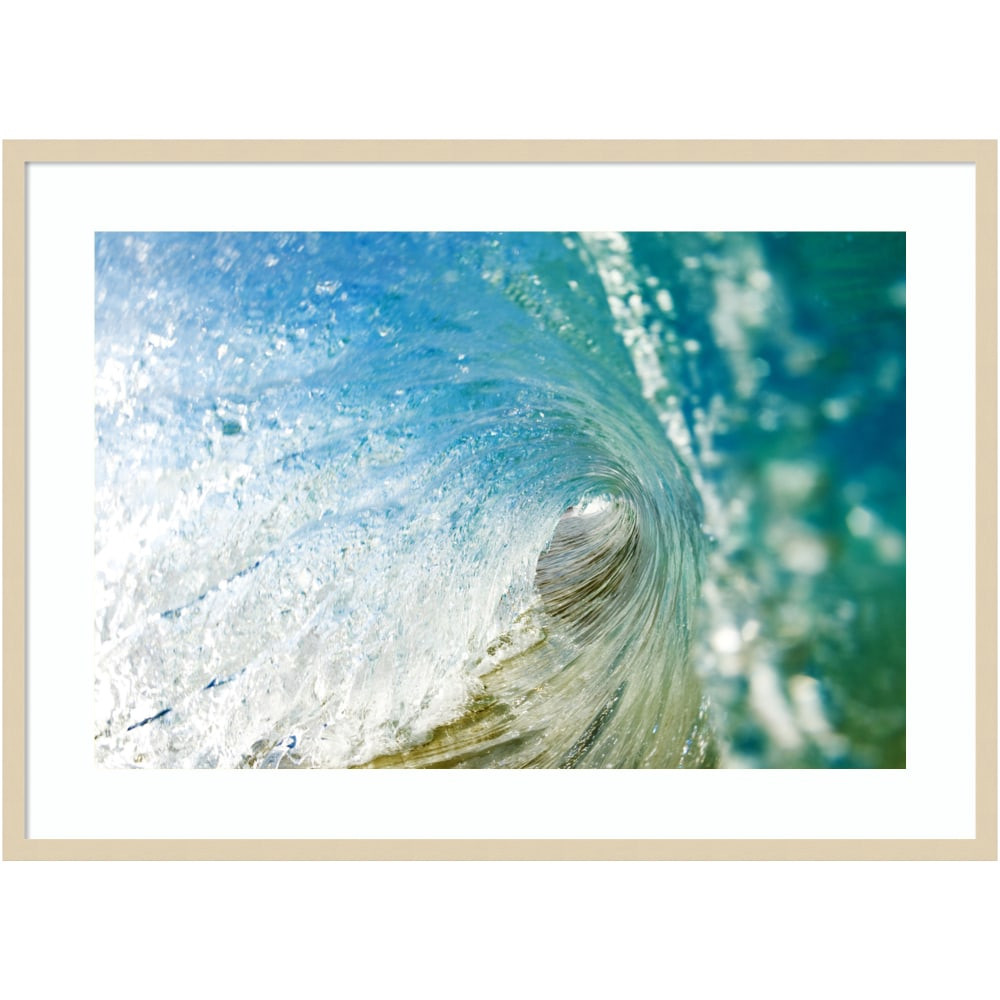 UNIEK INC. A42705534177 Amanti Art Beautiful Hawaiian Wave by Design Pics Wood Framed Wall Art Print, 30inH x 41inW, Natural