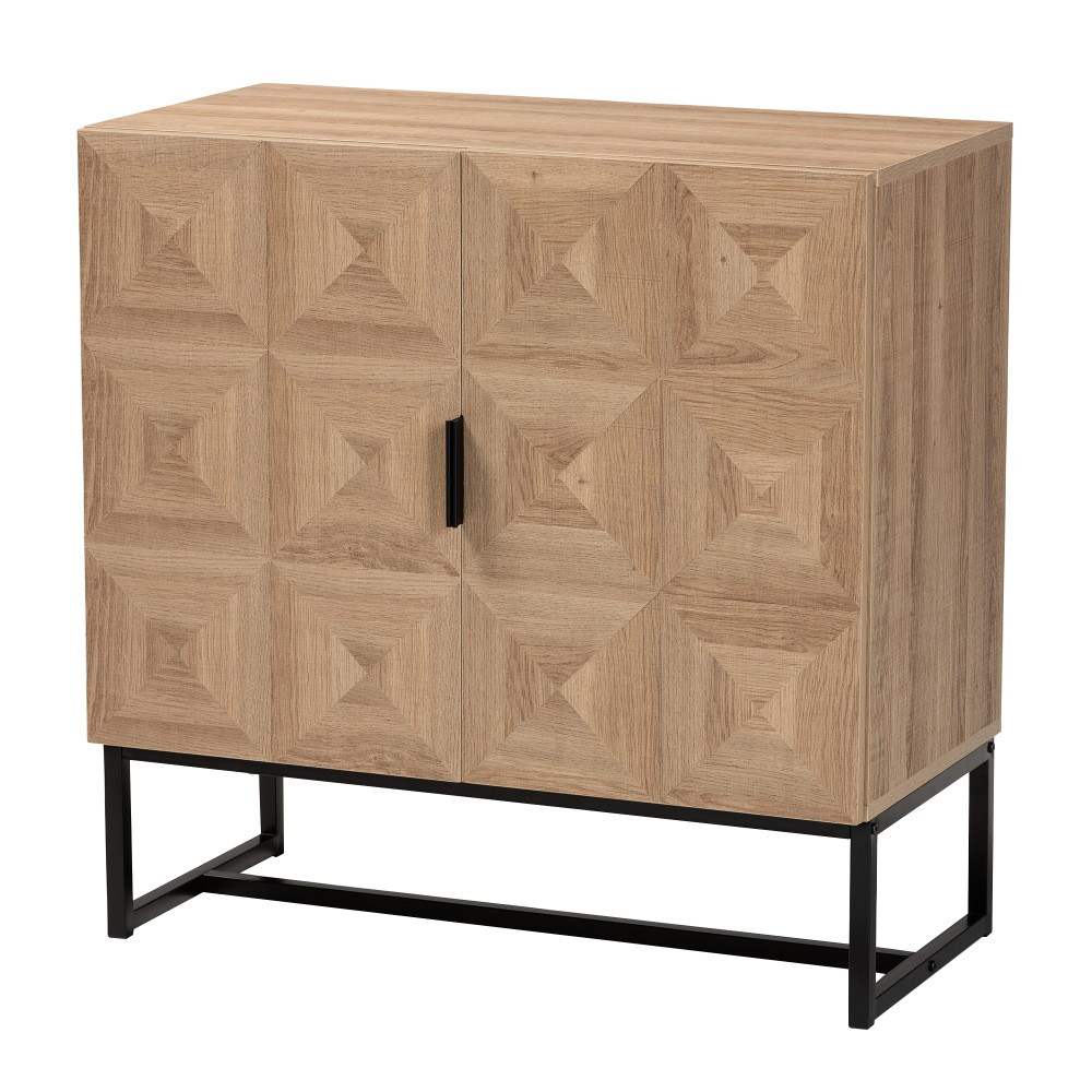 WHOLESALE INTERIORS, INC. 2721-12461 Baxton Studio Darien 32inW Modern And Contemporary Storage Cabinet, Natural Brown/Black