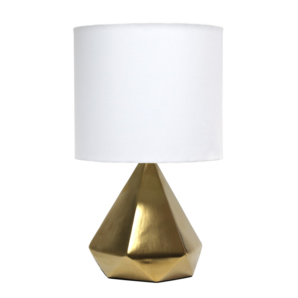 ALL THE RAGES INC Simple Designs LT2079-GLD  Solid Pyramid Table Lamp, 19-7/8inH, White Shade/Gold Base