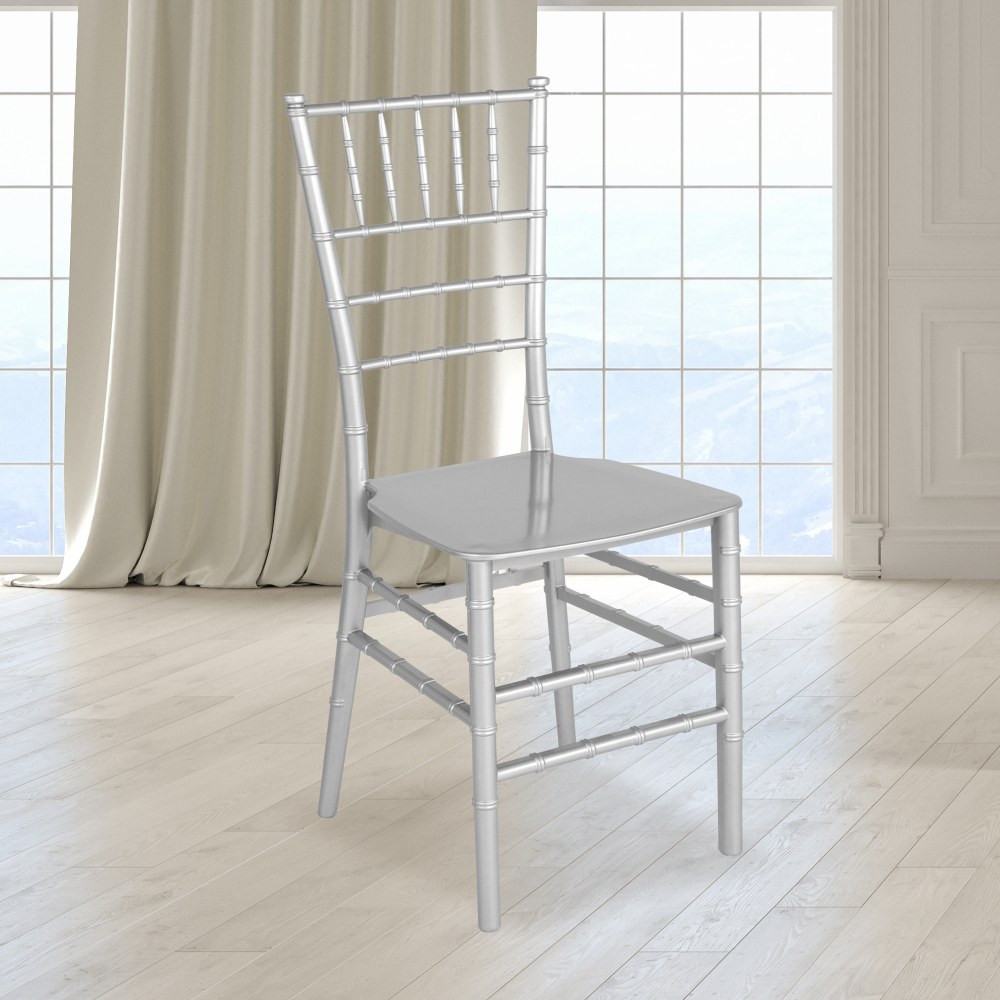 FLASH FURNITURE LESILVERM  HERCULES Series Resin Stackable Chiavari Chair, Silver