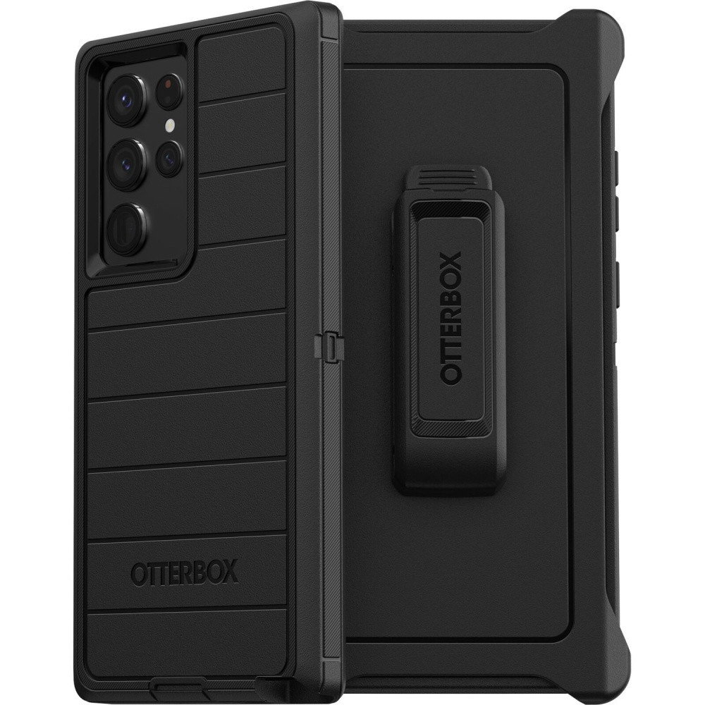 OTTER PRODUCTS LLC OtterBox 77-86579  Defender Series Pro Rugged Carrying Case (Holster) Samsung Galaxy S22 Ultra Smartphone - Black - Bacterial Resistant Exterior, Drop Resistant, Scrape Resistant, Dirt Resistant Port, Dust Resistant Port, Lint Resi