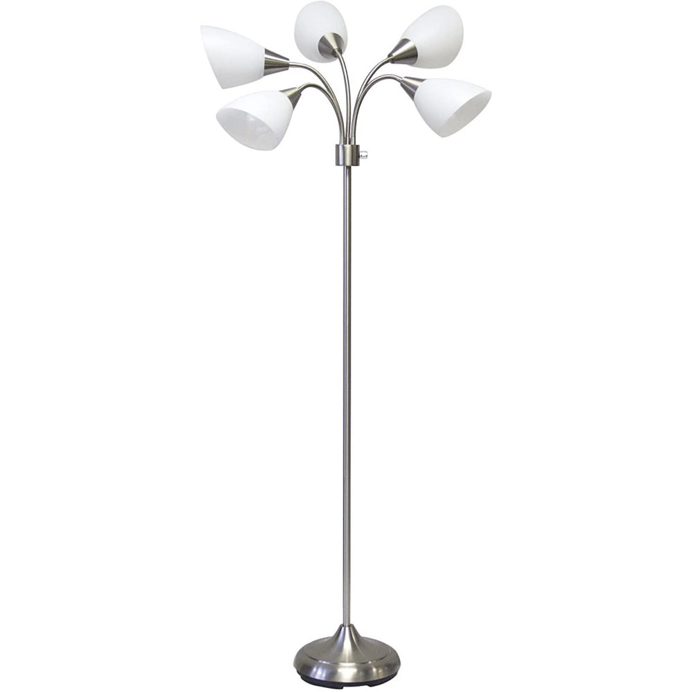 ADESSO INC Adesso 7205-22  Simplee 5-Light Floor Lamp, 67inH, Frosted White/Brushed Steel