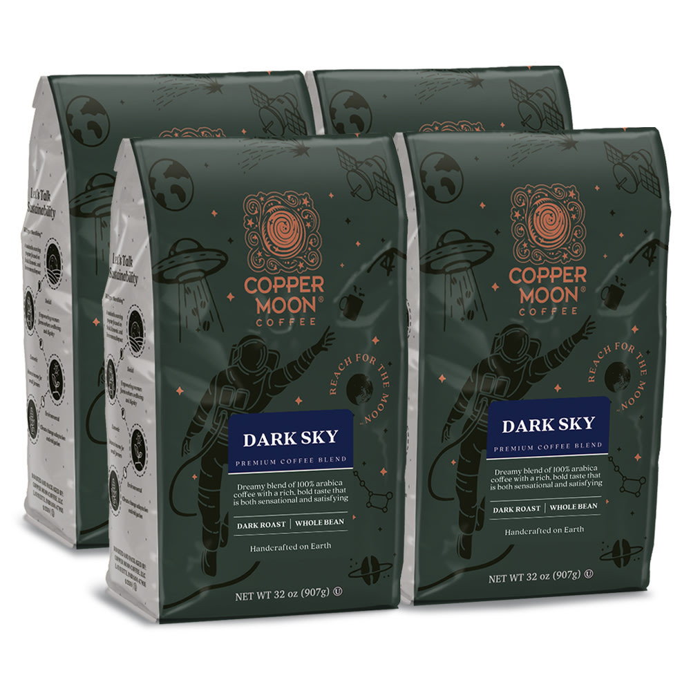 COPPER MOON COFFEE LLC Copper Moon 260124-CASE  Whole Bean Coffee, Dark Sky Blend, 2 Lb Bag, Case Of 4 Bags