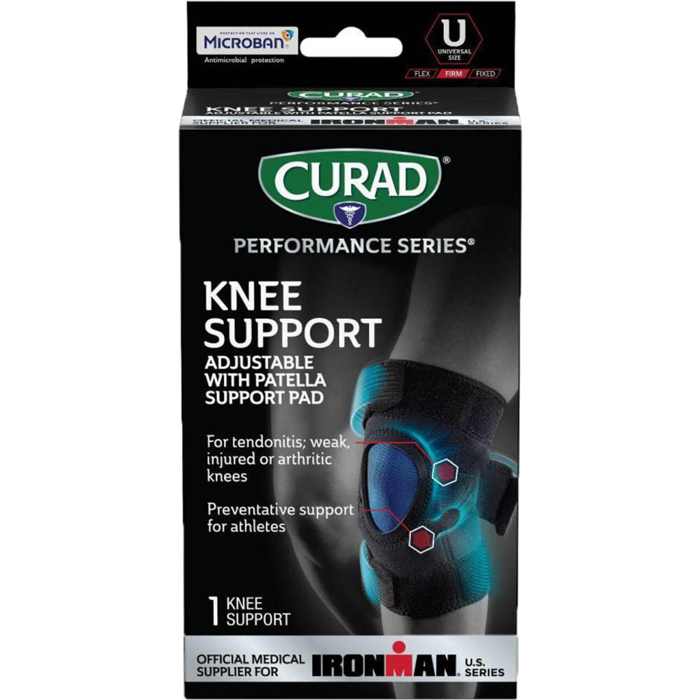 MEDLINE INDUSTRIES, INC. Curad CURIM23330  Performance Series Adjustable Knee Support, Universal, Black, Case Of 4 Supports