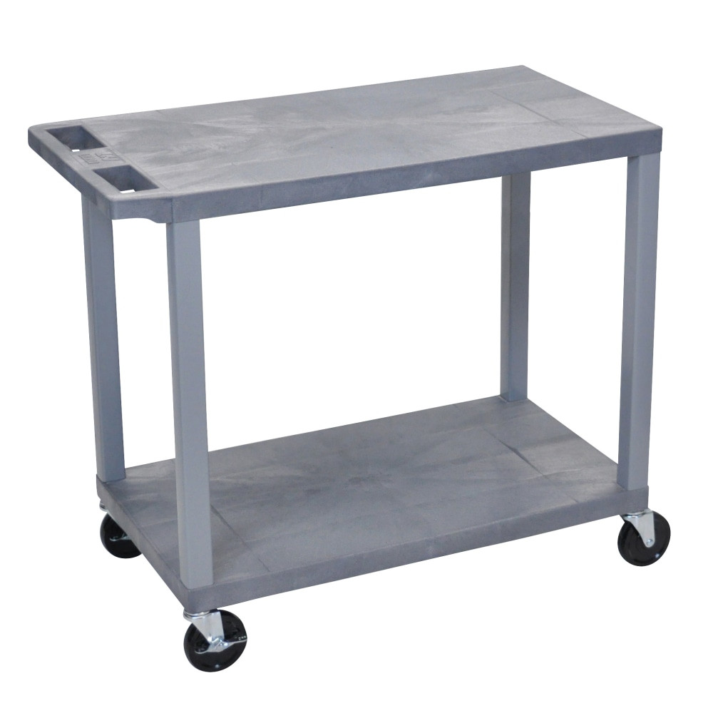 H. WILSON/ LUXOR FURNITURE EC22-G Luxor E-Series Plastic Cart, 2-Shelves, 35 1/4inH x 32inW x 18inD, Gray