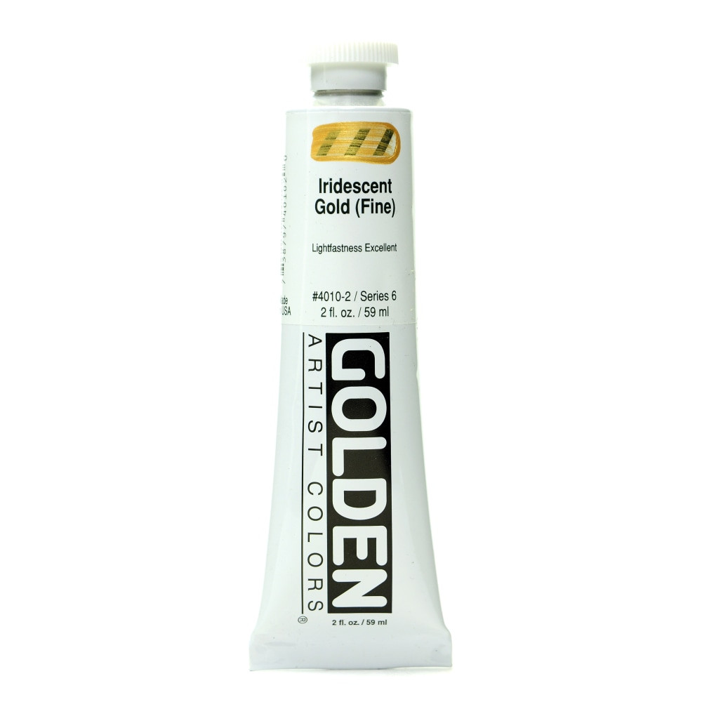 GOLDEN ARTIST COLORS, INC. 4010-2 Golden Acrylic Paint, Fine, 2 Oz, Iridescent Gold