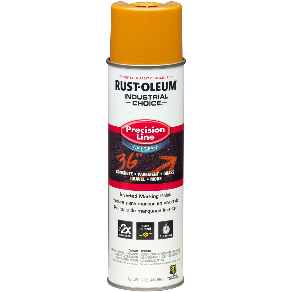 RUST-OLEUM CORPORATION 203033 Rust-Oleum Industrial Choice M1800 System Water-Based Precision Line Inverted Marking Paint, 17 Oz, Caution Yellow, Pack Of 12 Cans