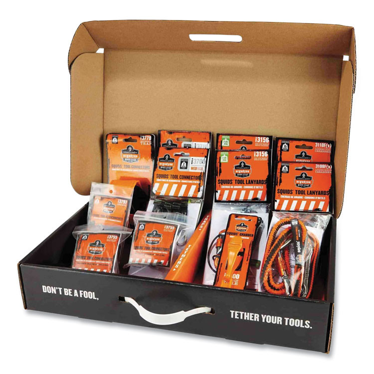 TENACIOUS HOLDINGS, INC. ergodyne® 19654 Squids 3184 Concrete Finisher + Mason Tool Tethering Kit, Assorted Max Working Capacities, Lengths and Colors