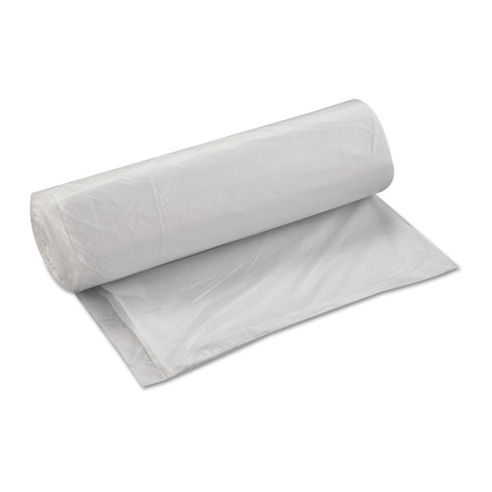 INTEGRATED BAGGING SYSTEMS Inteplast Group S404817N High-Density Commercial Can Liners, 45 gal, 17 mic, 40" x 48", Clear, Interleaved Roll, 25 Bags/Roll, 10 Rolls/Carton